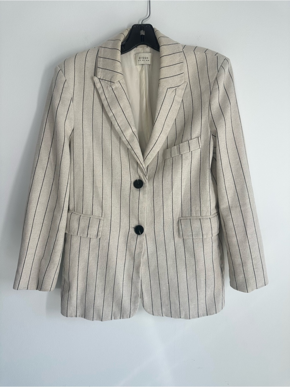 DISSH Pinstripe Oversized Blazer Cream Black Size US 2
